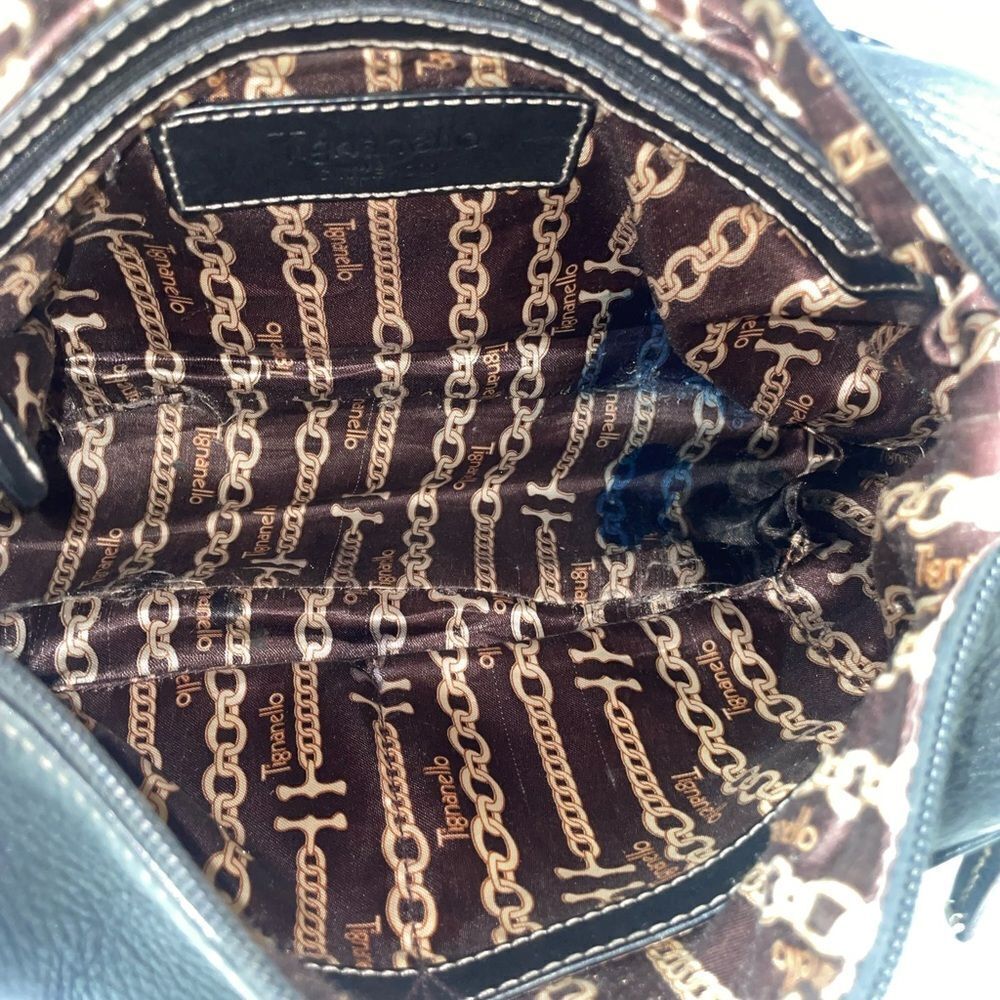 Tignanello Black Leather Shoulder Bag with Silver Accents - Picture 7 of 7